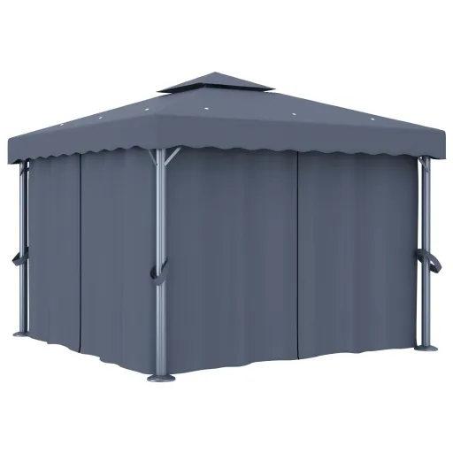 Gazebo com Cortina 3x3 m Alumínio Antracite