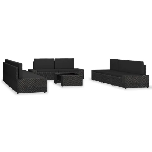 Conjunto Lounge para Jardim Vime PE Preto (10 pcs)