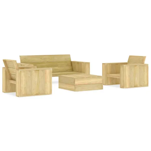 Conjunto Móveis Jardim Madeira de Pinho Impregnada (4 pcs)