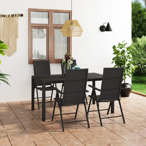 Conjunto de Jantar para Jardim Preto (5 pcs)