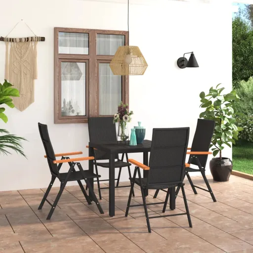 Conjunto de Jantar para Jardim Preto e Castanho (5 pcs)