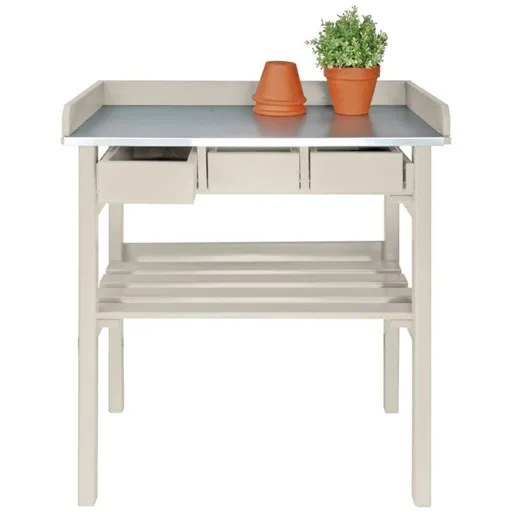 Esschert Design Bancada de Trabalho para Jardim CF29W Branco