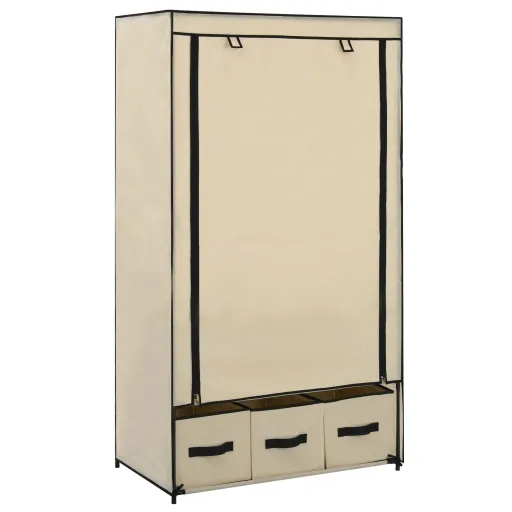 Roupeiro 87x49x159 cm Tecido Cor Creme