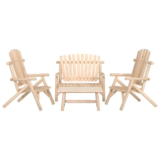 Conjunto Lounge de Jardim Madeira de Abeto Maciça (4 pcs)