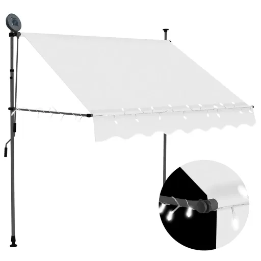 Toldo Retrátil Manual com LED 150 cm Creme