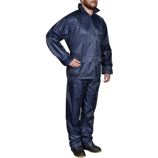 Fato de Chuva com Capuz para Homem 2 Peças XXL Azul-Marinho