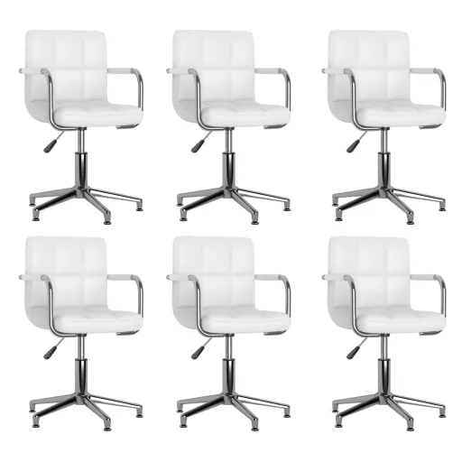 Cadeiras de Jantar Giratórias   Couro Artificial Branco (6 pcs)