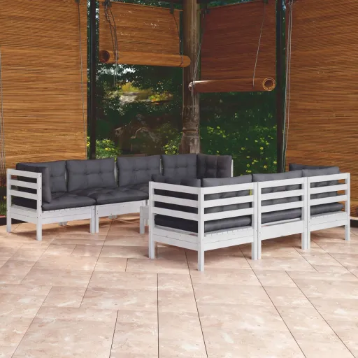 Conjunto Lounge de Jardim c/ Almofadões Pinho Maciço (8 pcs)