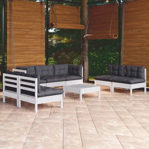 Conjunto Lounge de Jardim c/ Almofadões Pinho Maciço (8 pcs)