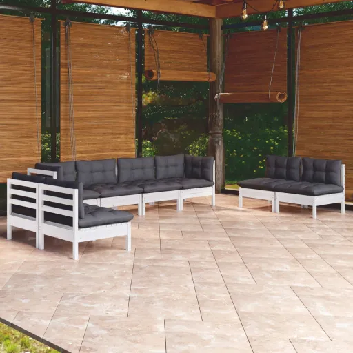 Conjunto Lounge de Jardim c/ Almofadões Pinho Maciço (8 pcs)