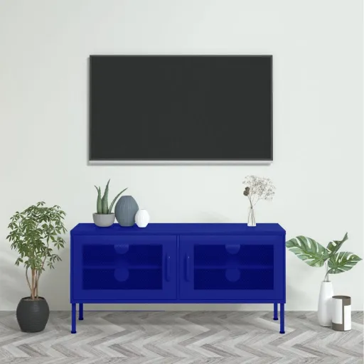 Móvel de TV Aço 105x35x50 cm Azul-Marinho