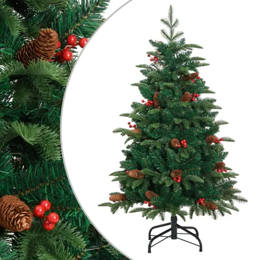 Árvore de Natal Artificial Articulada c/ Pinhas e Bagas 150 cm