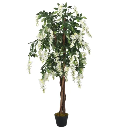 Glicínia Artificial 1260 Folhas 180 cm Verde e Branco