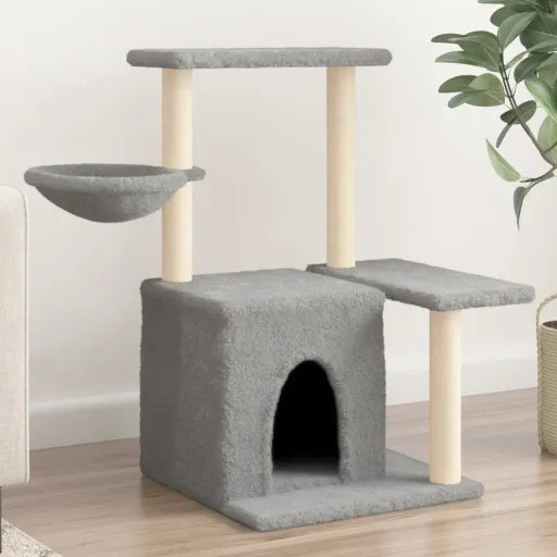 Árvore p/ Gatos c/ Postes Arranhadores Sisal 83 cm Cinza-Claro