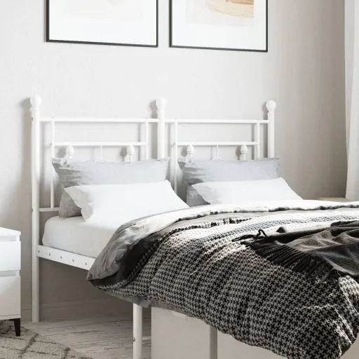 Cabeceira de Cama 120 cm Metal Branco