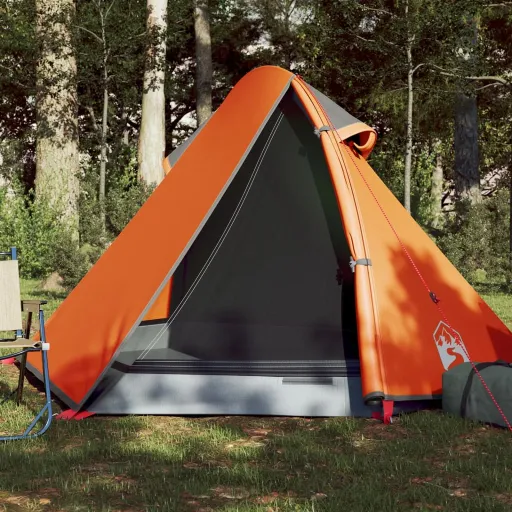 Tenda de Campismo Cúpula p/ 2 Pessoas Impermeável Cinza/Laranja