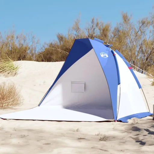 Tenda de Praia 268x223x125 cm Poliéster 185T Azul-Ciano