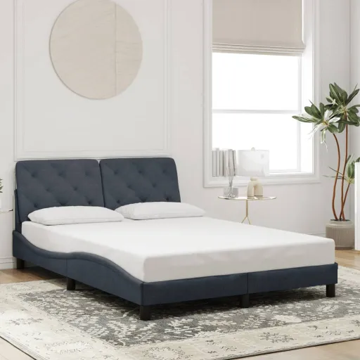 Estrutura de Cama Sem Colchão 140x190 cm Veludo Cinzento-Escuro