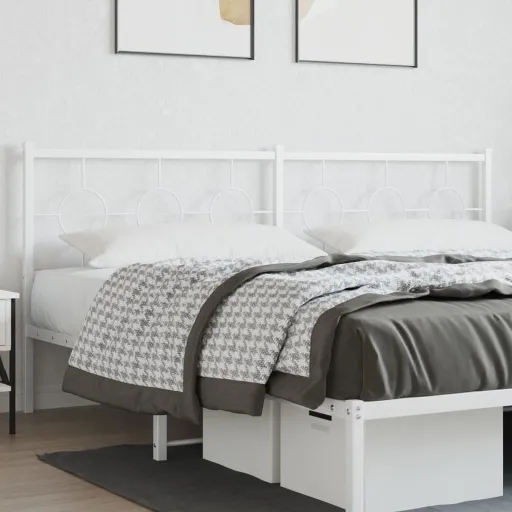 Cabeceira de Cama 200 cm Metal Branco