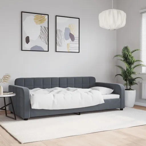 Sofá-Cama 90x200 cm Veludo Cinzento-Escuro