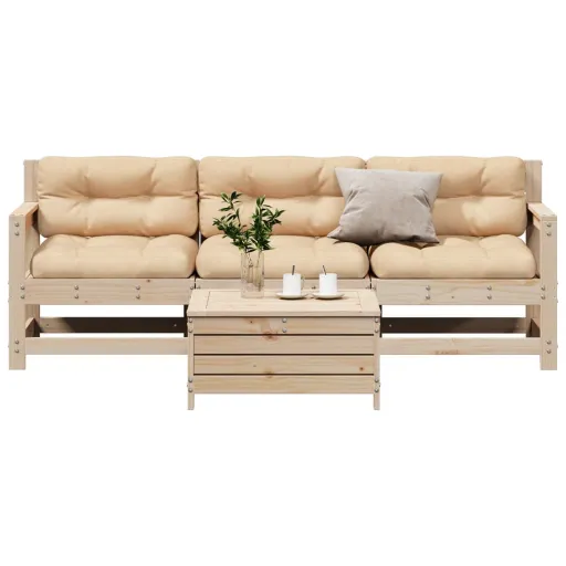 Conjunto Lounge de Jardim c/ Almofadões Pinho Maciço (4 pcs)