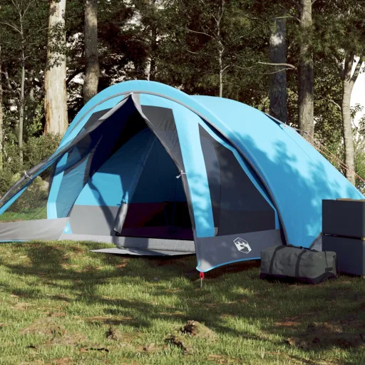 Tenda de Campismo Cabana para 4 Pessoas Impermeável Azul