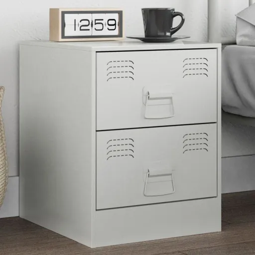 Mesa de Cabeceira 34,5x39x44 cm Aço Branco