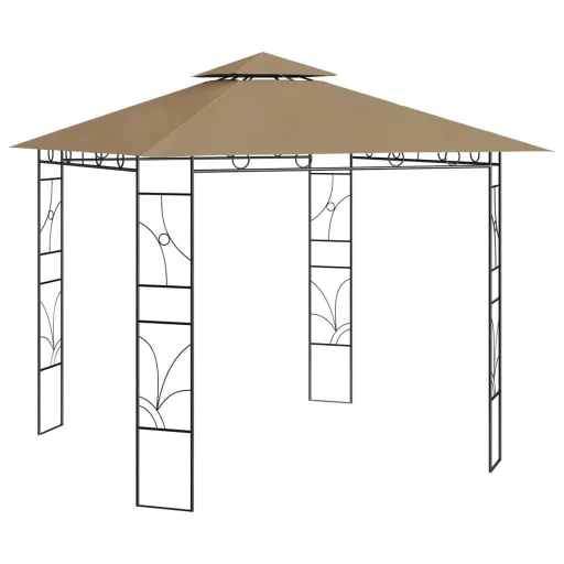 Gazebo 3x3x2,7 m 160 g/m² Cinzento-Acastanhado