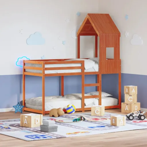 Telhado Cama Infantil 60x99x139,5 cm Pinho Maciço Castanho-Mel