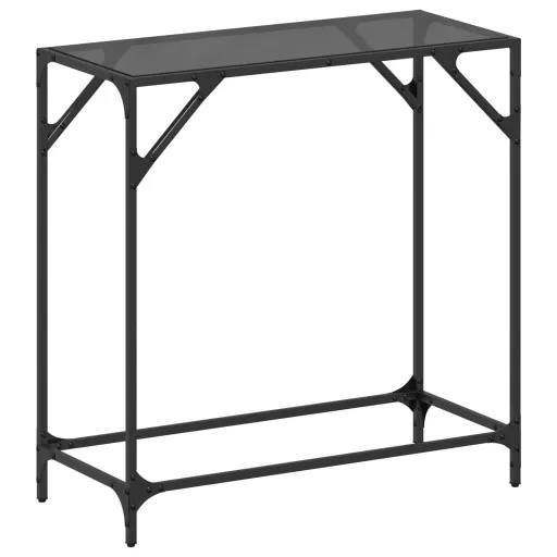 Mesa de Centro com Tampo em Vidro Preto 80x35x81 cm Aço