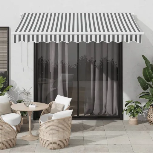 Toldo Retrátil Manual 300x250 cm Antracite e Branco