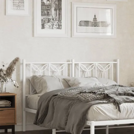 Cabeceira de Cama 135 cm Metal Branco