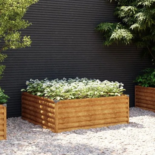 Canteiro Elevado de Jardim 100x100x36 cm Aço Corten