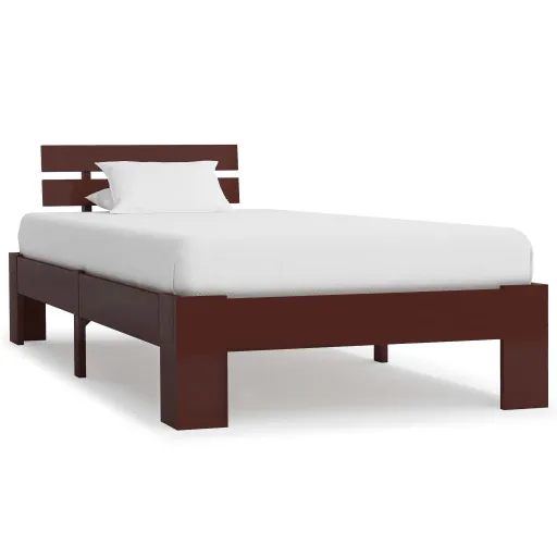 Estrutura de Cama 90x200 cm Pinho Maciço Castanho-Escuro