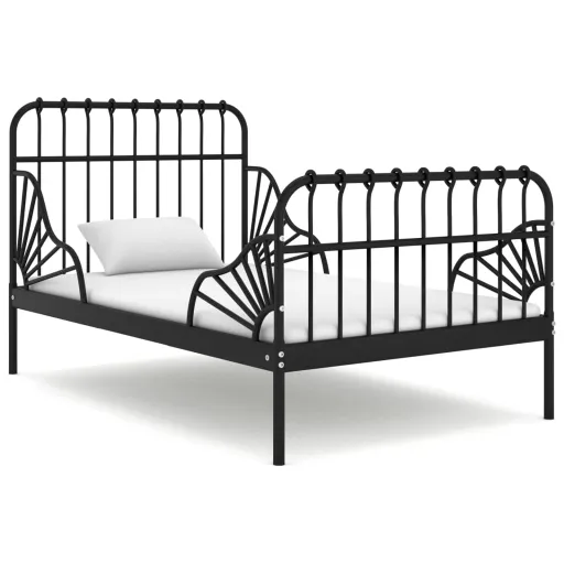 Estrutura de Cama Extensível em Metal Preto 80x130/200 cm