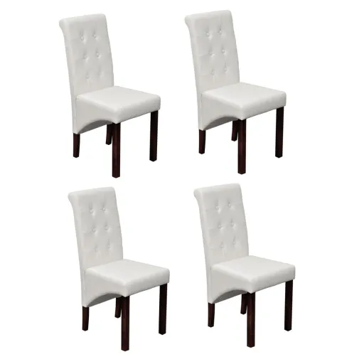 Cadeiras de Jantar   Couro Artificial Branco (4 pcs)