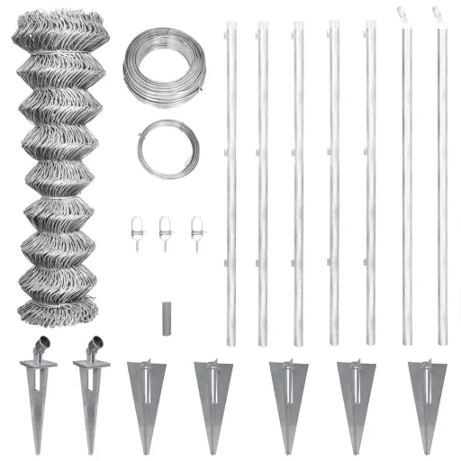 Cerca de Arame com Postes/Espetos 15x1,25 m Aço Galvanizado