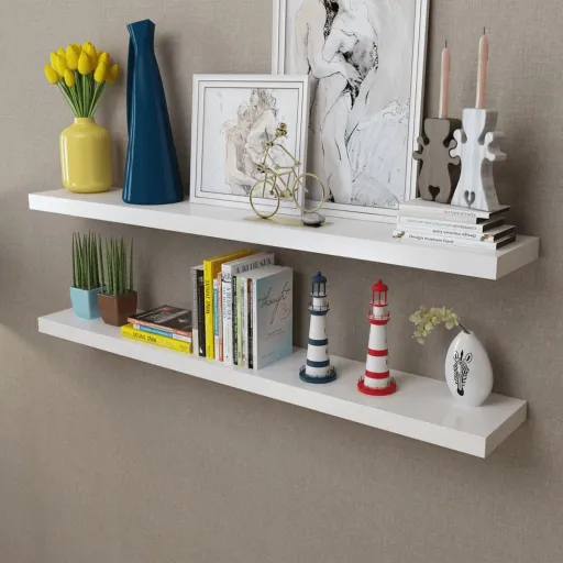 Prateleiras de Parede para Livros/DVD MDF Branco