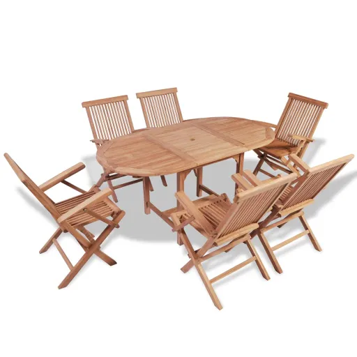 Conjunto Jantar p/ Jardim com Imperfeições   Teca Maciça (7 pcs)