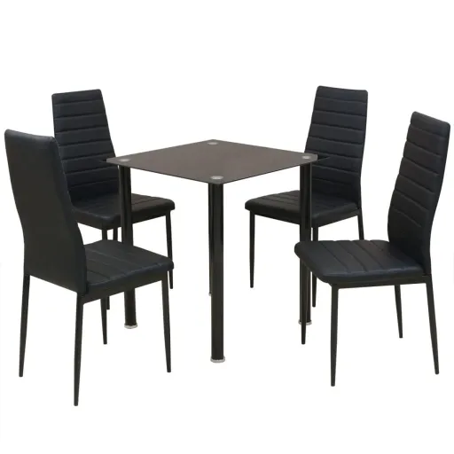 Conjunto   de Mesa de Jantar e Cadeiras Preto (5 pcs)