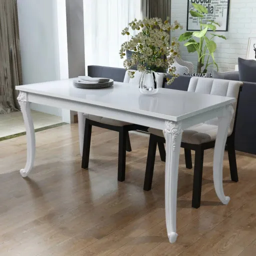 Mesa de Jantar 116x66x76 cm Branco Brilhante