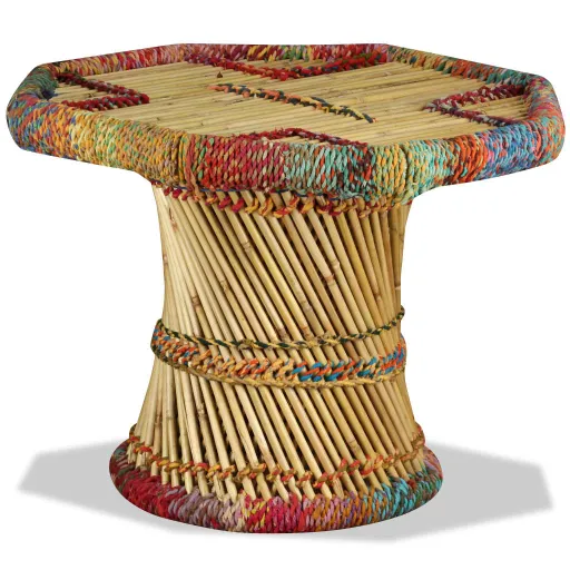 Mesa de Centro em Bambu com Detalhes Chindi Multicor