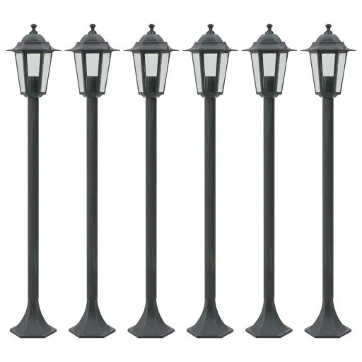 Candeeiros pé p/ Jardim   E27 110 cm Alumínio Verde Escuro (6 pcs)