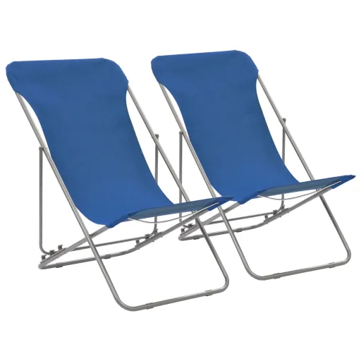 Cadeiras de Praia Dobráveis   Aço e Tecido Oxford Azul (2 pcs)