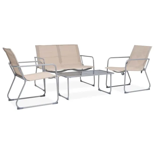 Conjunto Lounge para Jardim Tecido e Aço Cor Creme (4 pcs)