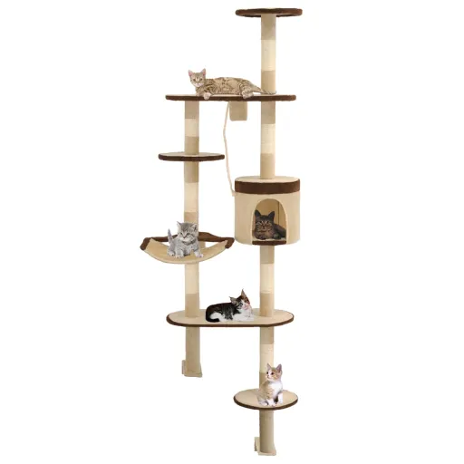 Árvore p/ Gatos Parede Arranhadores Sisal 194 cm Bege/Castanho