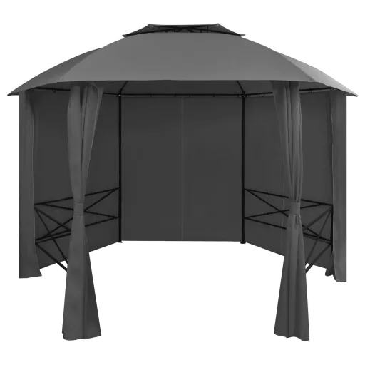 Tenda de Jardim com Cortinas Hexagonal 360x265 cm