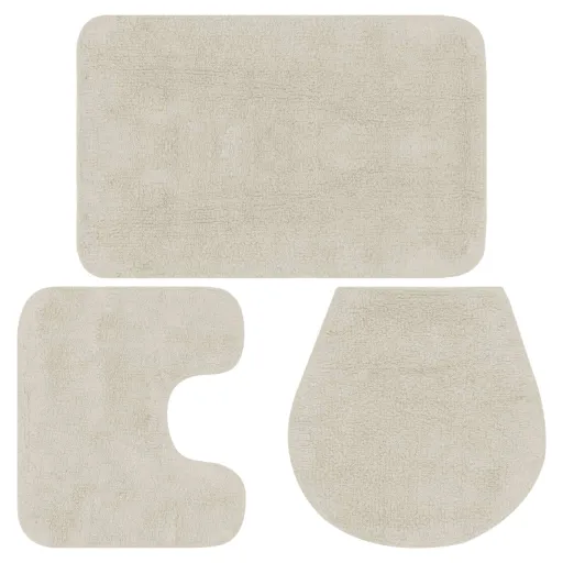 Conjunto Tapetes de Casa de Banho   Tecido Branco (3 pcs)