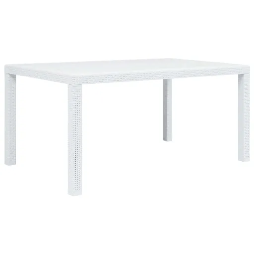 Mesa de Jardim 150x90x72 cm Plástico Branco com Aspeto de Vime