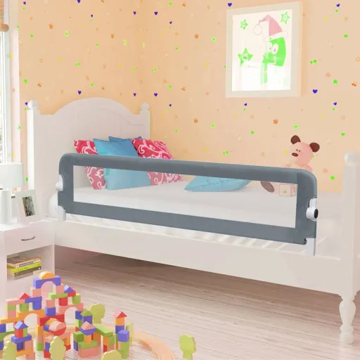 Barra de Segurança p/ Cama Infantil 120x42cm Poliéster Cinzento